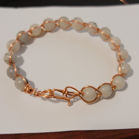 Copper Labradorite Wire Wrapped Bracelet - Picture 6 of 6